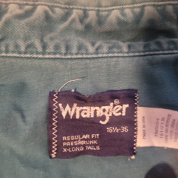Heavy Blue Button-Down Shirt - Vintage Wrangler - Picture 2 of 9